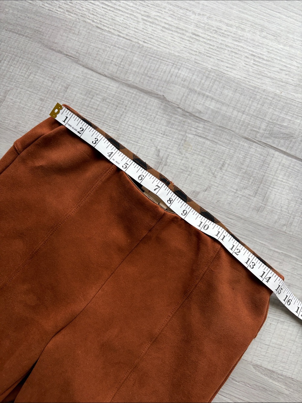 Anthropologie Rust Faux Suede Ponte Pants/Leggings with Ankle Zippers, Size 28. - Picture 10 of 16